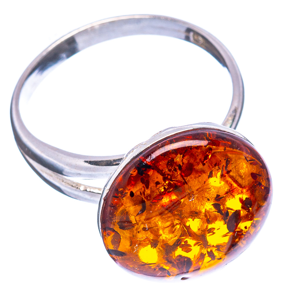 Baltic Amber Ring Size 8 Adjustable (.925 Sterling Silver)