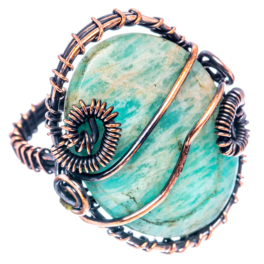 Amazonite Wire Wrap Ring Size 7 (Oxidized Copper)