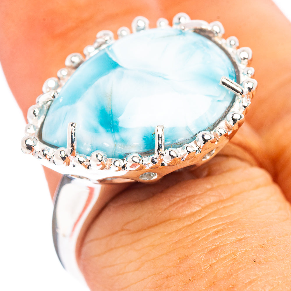 Premium Larimar Ring Size 7.25 (.925 Sterling Silver)