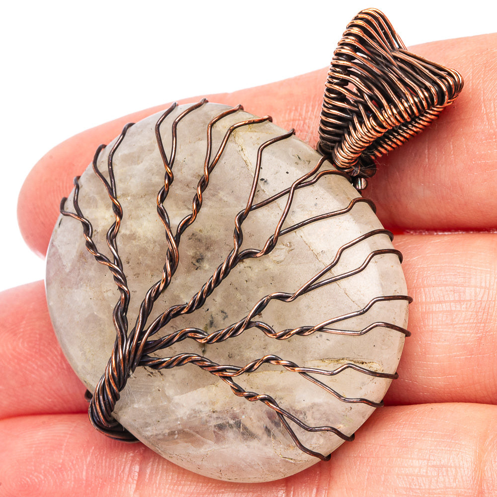 White Quartz Tree of Life Pendant 1 7/8" (Oxidized Copper)