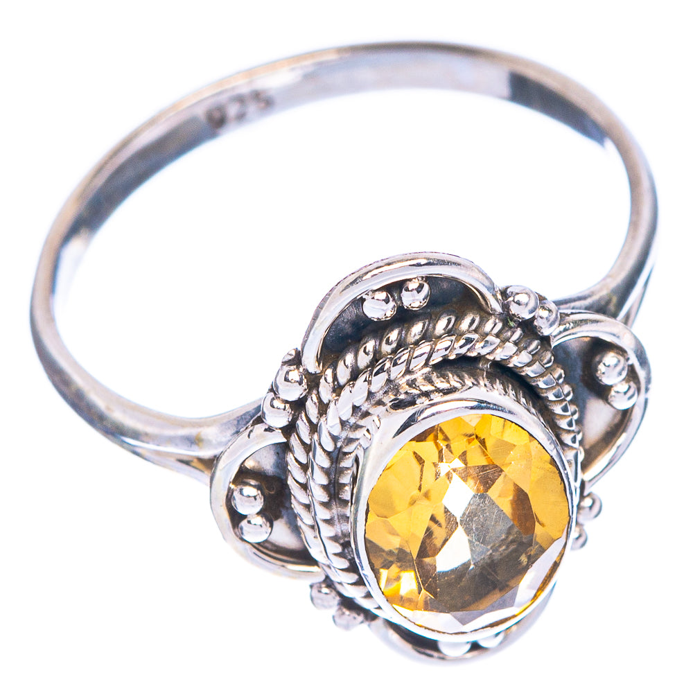 Faceted Citrine Dainty Ring Size 6.5 (925 Sterling Silver) R1090