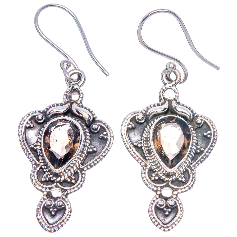 Smoky Quartz Earrings 1 3/4" (925 Sterling Silver) E433444