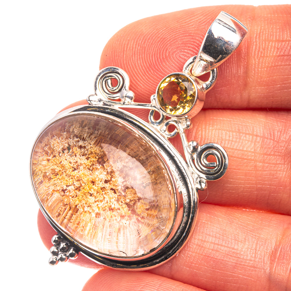 Garden Quartz, Citrine Pendant 1 7/8" (925 Sterling Silver) P38896