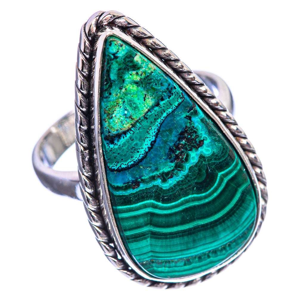Large Malachite 925 Sterling Silver Ring Size 8