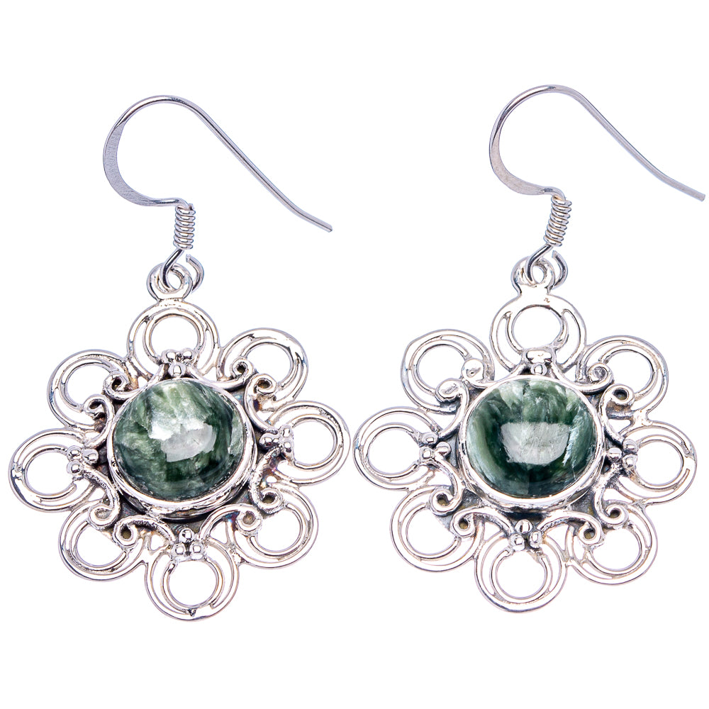 Premium Seraphinite Earrings 1 5/8" (.925 Sterling Silver)