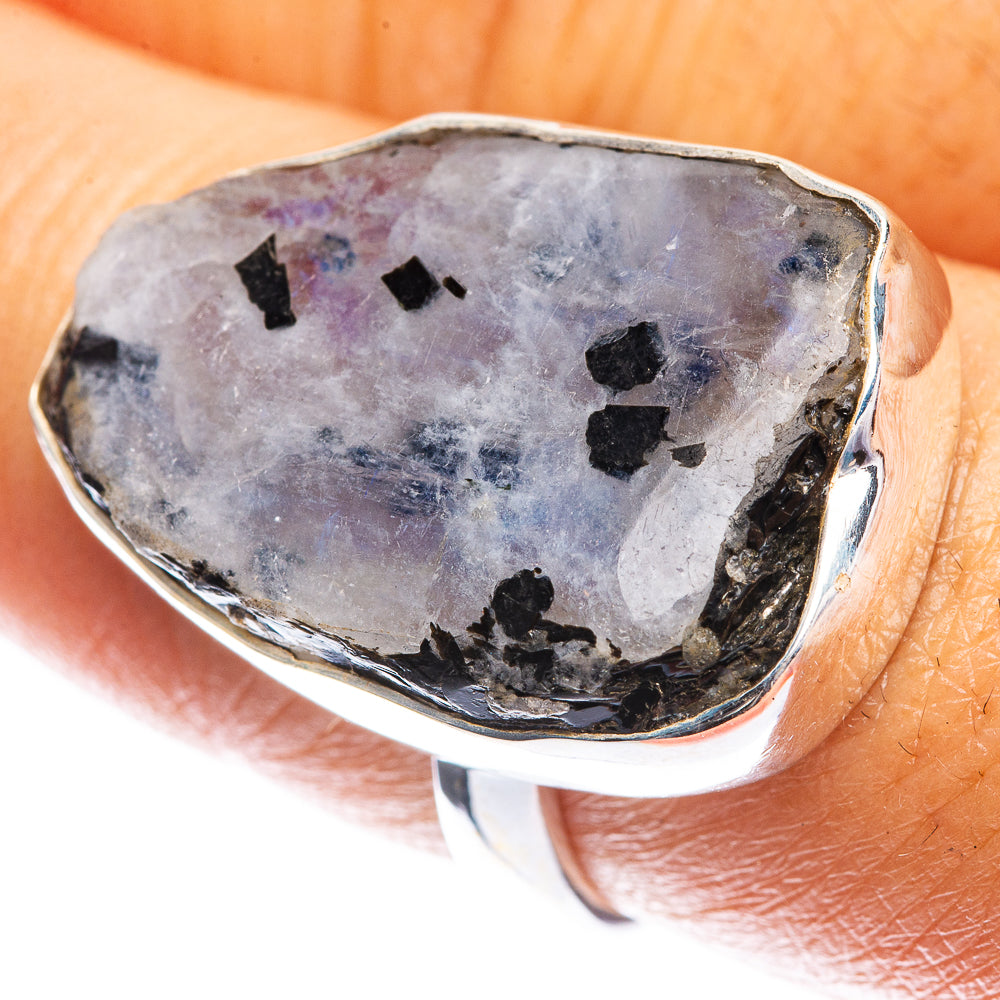 Raw Rainbow Moonstone Ring Size 8 (925 Sterling Silver) R142452