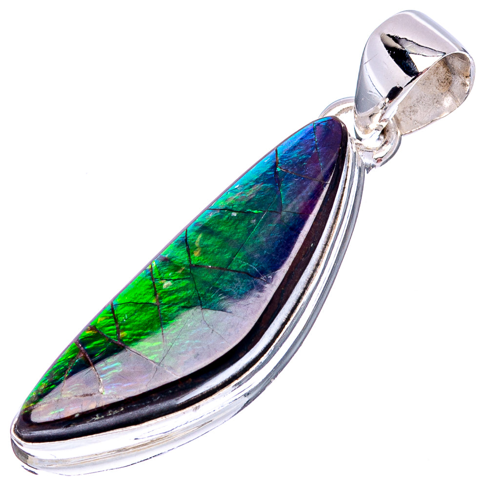 Rare Canadian Ammolite Pendant 1 1/2" (.925 Sterling Silver)