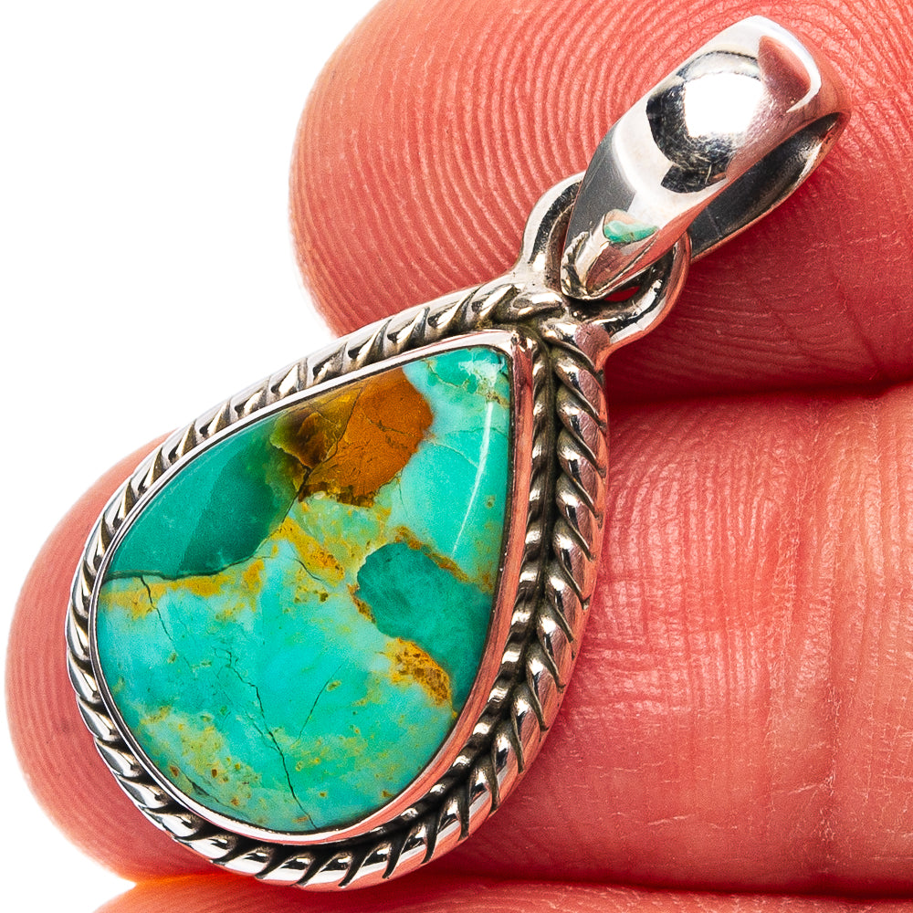 Mohave Turquoise Pendant 1 1/8" (.925 Sterling Silver)