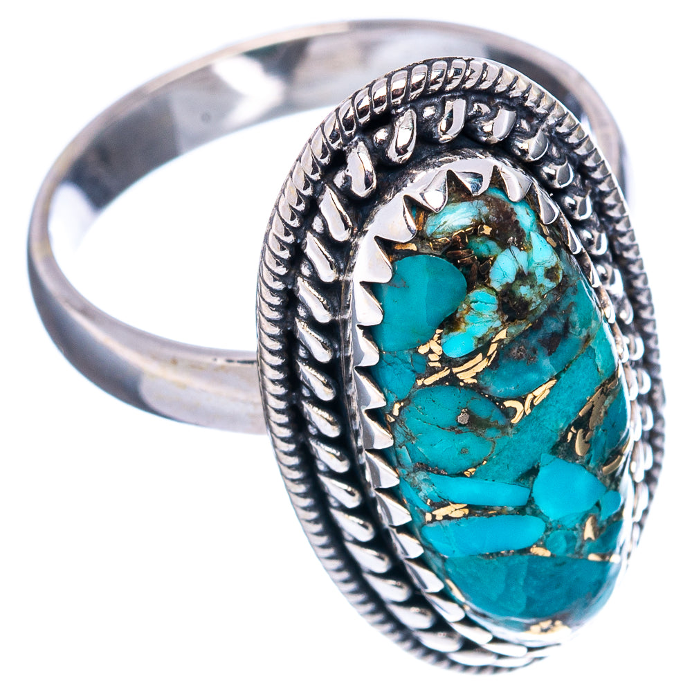 Blue Copper Turquoise Ring Size 7.75 (.925 Sterling Silver)