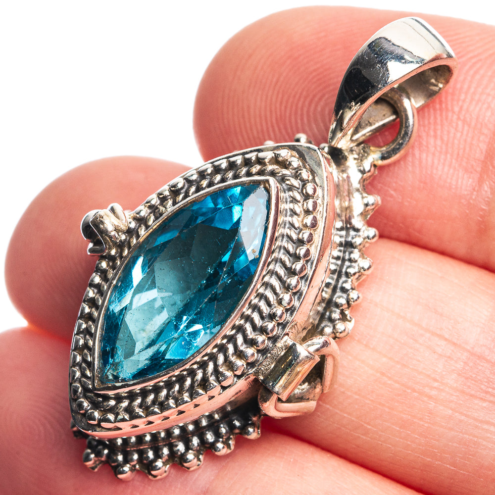 Poison London Blue Topaz Pendant 1 1/2" (925 Sterling Silver) P39112