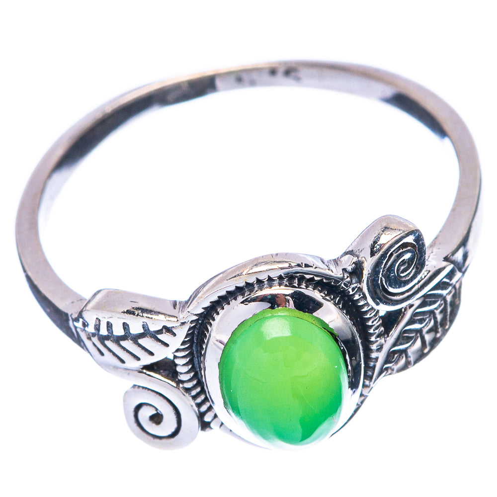 Chrysoprase Leaf 925 Sterling Silver Ring Size 6.75 (925 Sterling Silver) R5327