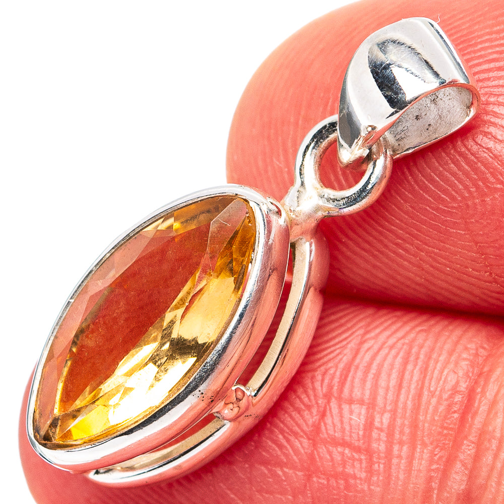 Faceted Citrine Dainty Pendant 1" (.925 Sterling Silver)