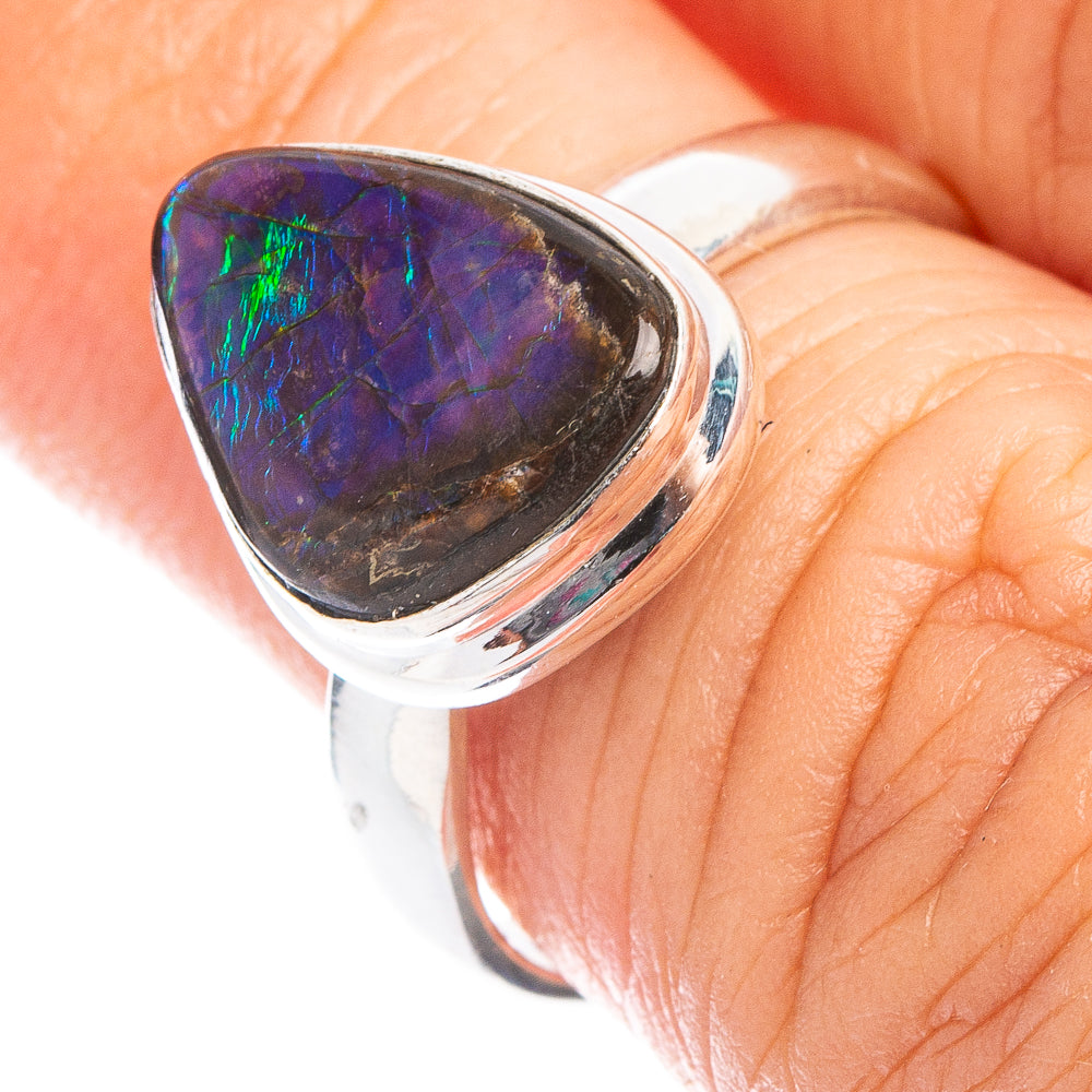 Rare Ammolite Ring Size 6 (925 Sterling Silver) R7818