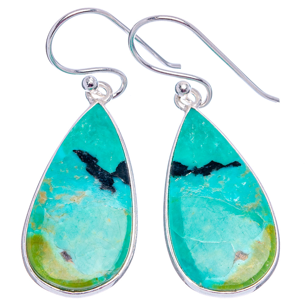 Mohave Turquoise Earrings 1 5/8" (.925 Sterling Silver)