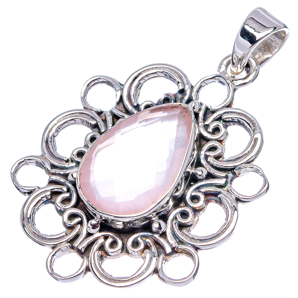 Premium Rose Quartz Pendant 1 1/2" (.925 Sterling Silver)