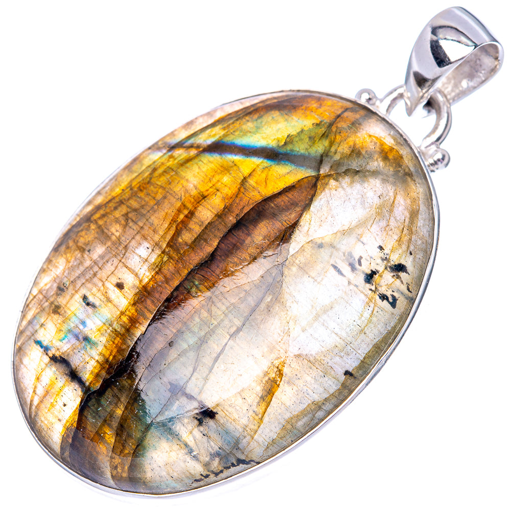Labradorite 925 Sterling Silver Pendant 1 7/8" (925 Sterling Silver) P42691