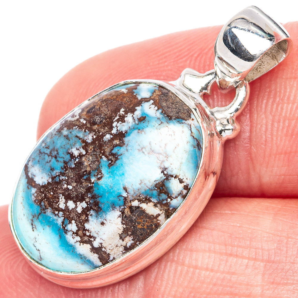Rare Golden Hills Turquoise 925 Sterling Silver Pendant 1 1/4" (925 Sterling Silver) P41871