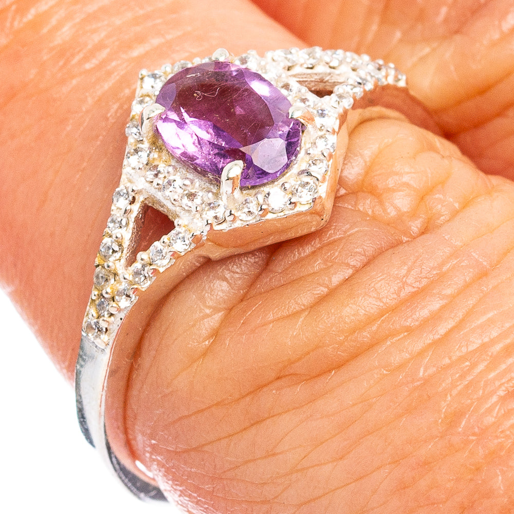 Amethyst, Cubic Zirconia Ring Size 7 (.925 Sterling Silver)