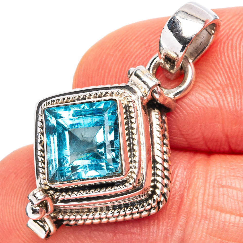 Premium Blue Topaz Poison Pendant 1 1/4" (.925 Sterling Silver)