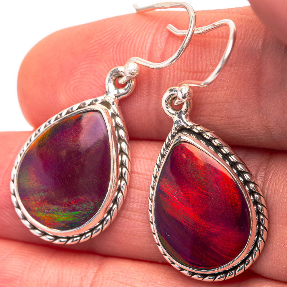 Aura Opal 925 Sterling Silver Earrings 1 3/8" (925 Sterling Silver) EARR432204