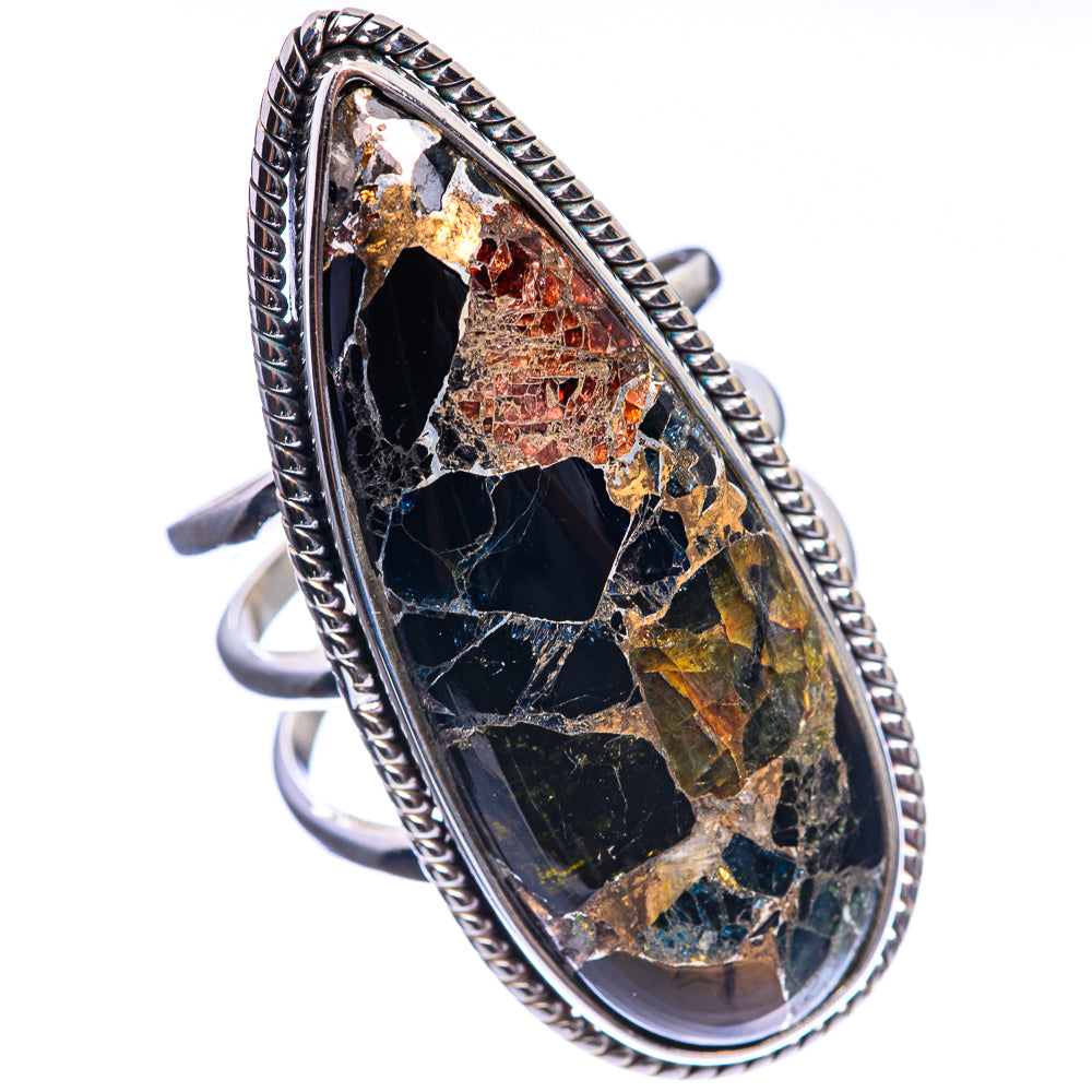 Huge Copper Black Onyx 925 Sterling Silver Ring Size 8.75