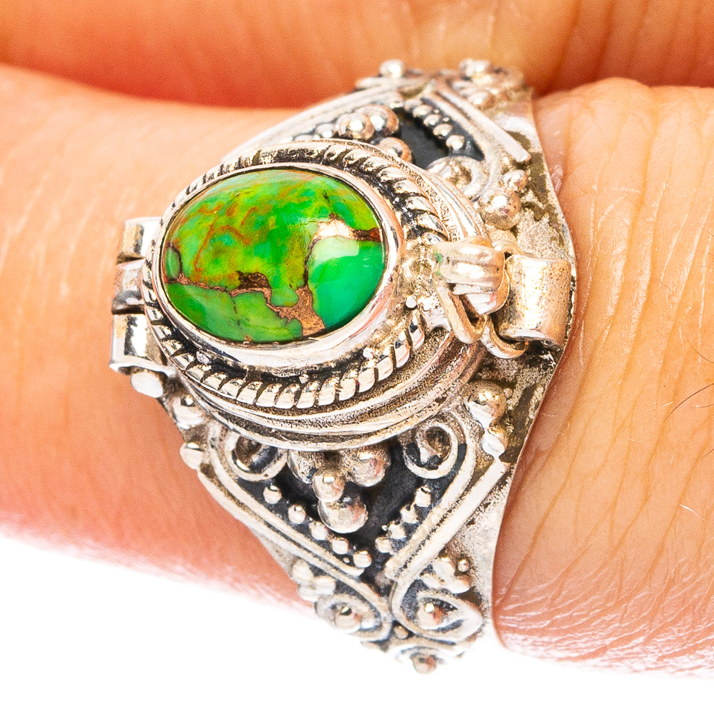 Green Copper Composite Turquoise Posion 925 Sterling Silver Ring Size 7.5 (925 Sterling Silver) R6180