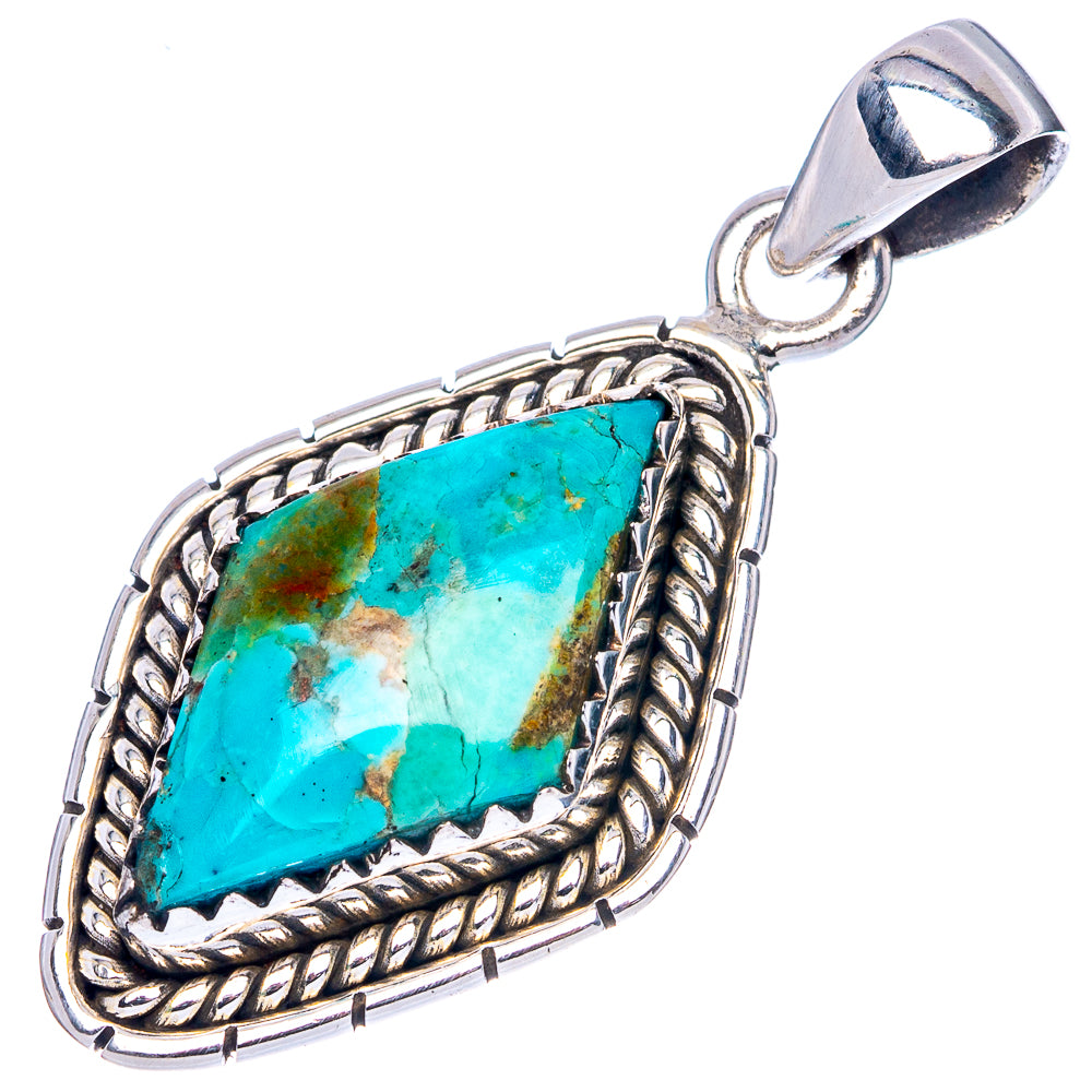 Rare Arizona Turquoise Pendant 1 3/8" (925 Sterling Silver) P42018
