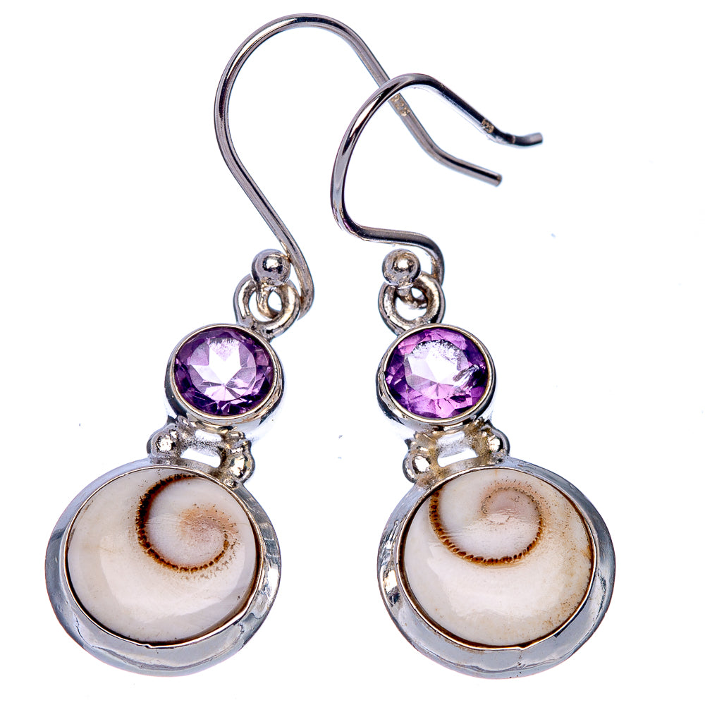 Shiva Eye, Amethyst Earrings 1 3/8" (925 Sterling Silver) E433414