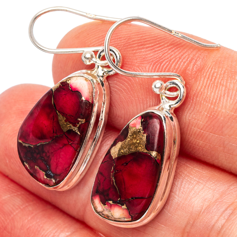 Pink Copper Composite Turquoise Earrings 1 3/8" (925 Sterling Silver) E2653