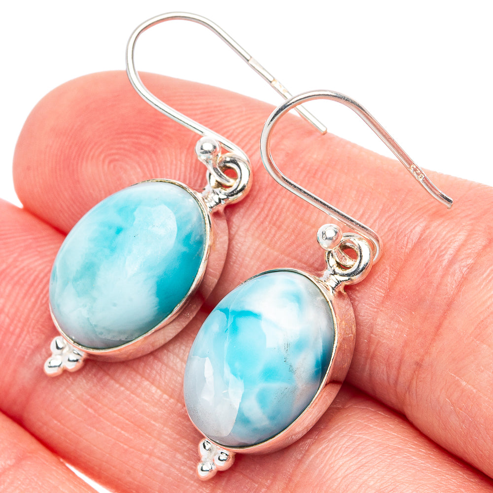 Larimar Earrings 1 3/8" (925 Sterling Silver) E1912