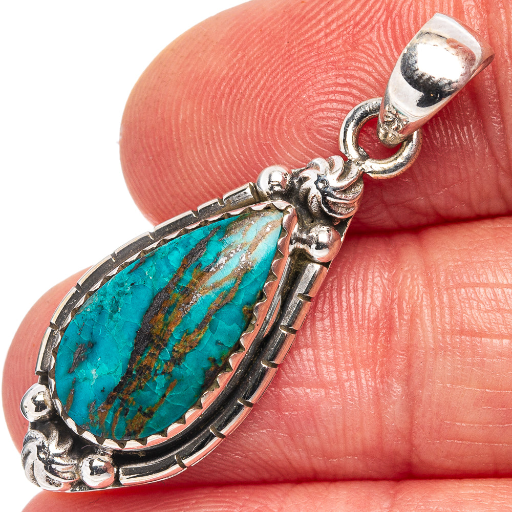 Chrysocolla Pendant 1 3/8" (.925 Sterling Silver)