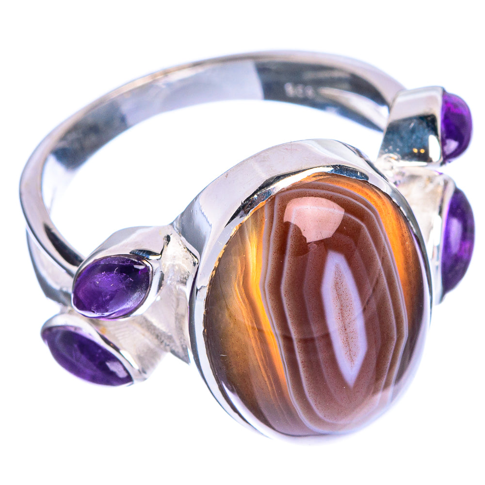 Botswana Agate, Amethyst Ring Size 7.75 (925 Sterling Silver) R144264