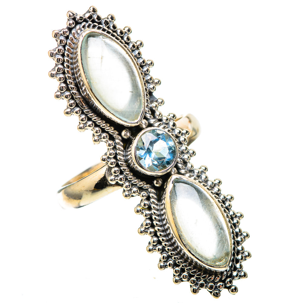 Large Natural Aquamarine, Blue Topaz Ring Size 7.25 (925 Sterling Silver) RING137969