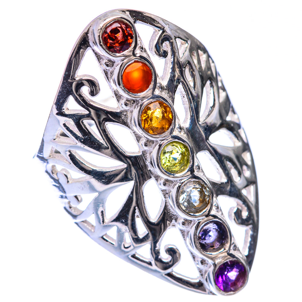 Rainbow Chakra Ring Size 7.5 (925 Sterling Silver) R141314
