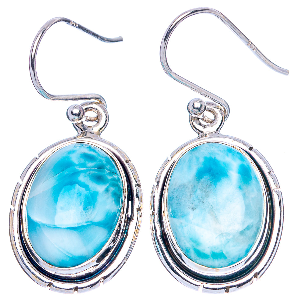 Larimar 925 Sterling Silver Earrings 1 3/8" (925 Sterling Silver) E1955