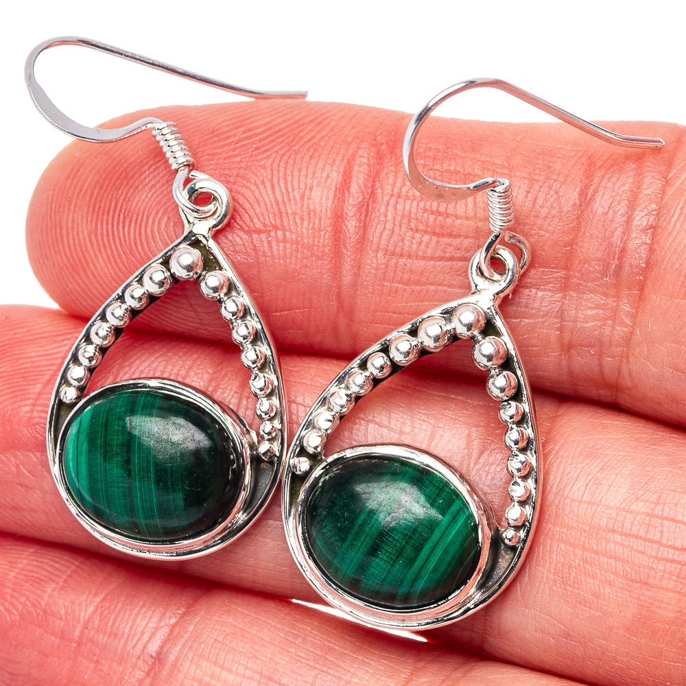 Premium Malachite Earrings 1 1/2" (.925 Sterling Silver)