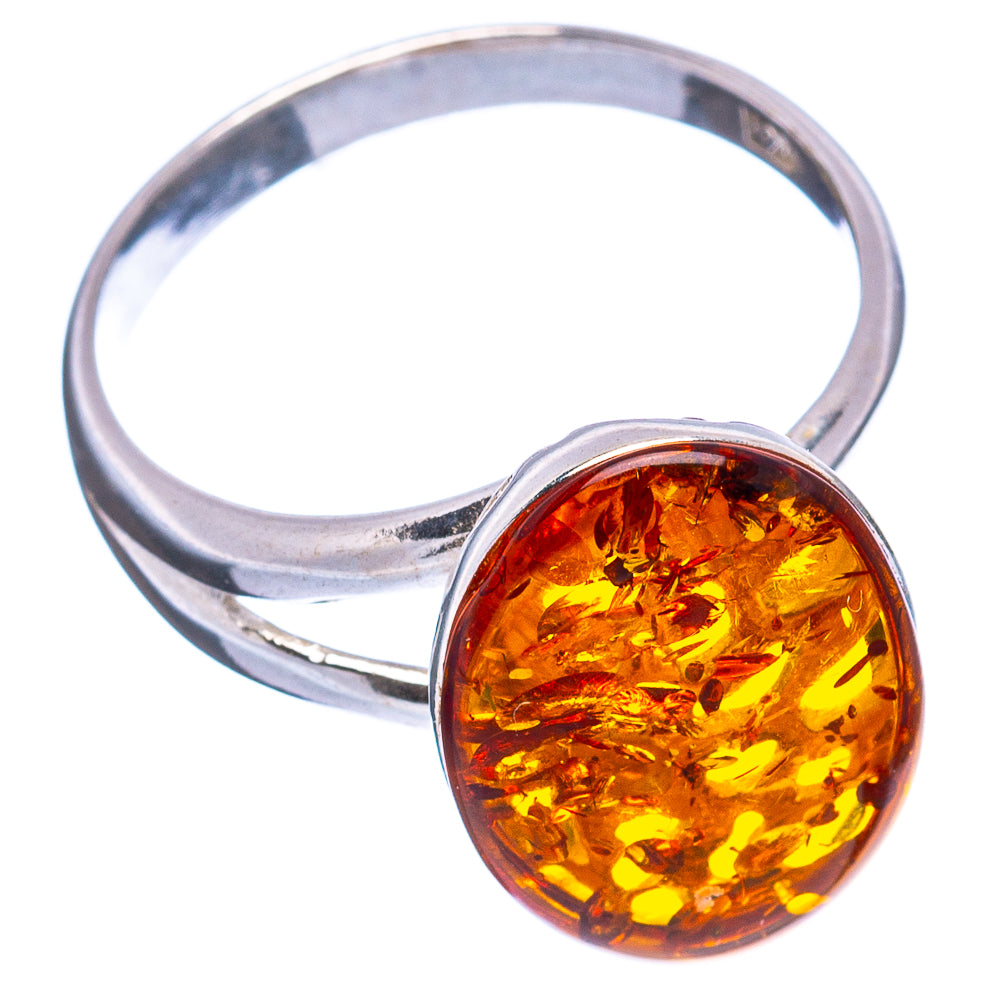 Baltic Amber Ring Size 8 Adjustable (.925 Sterling Silver)