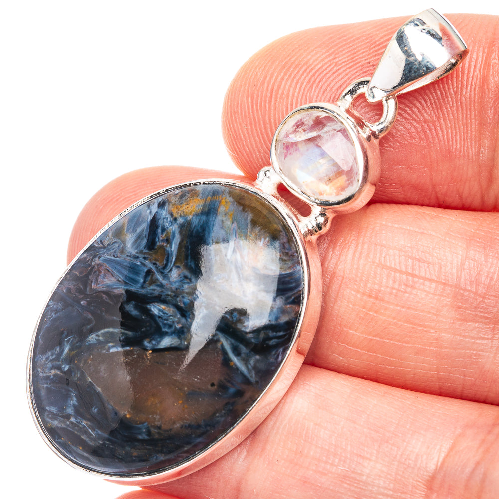 Pietersite, Rainbow Moonstone Pendant 1 7/8" (925 Sterling Silver) P39244