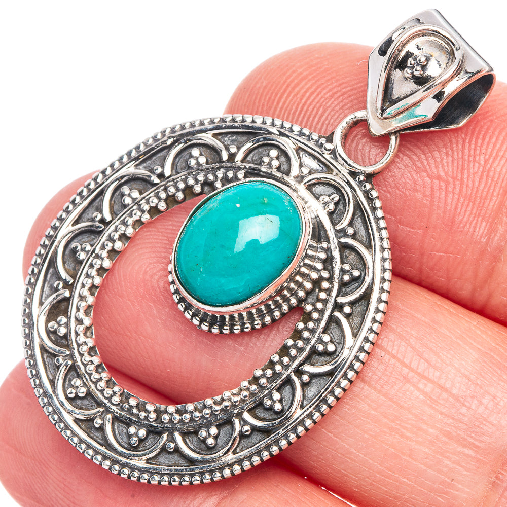 Tibetan Turquoise Pendant 1 5/8" (925 Sterling Silver) P40156