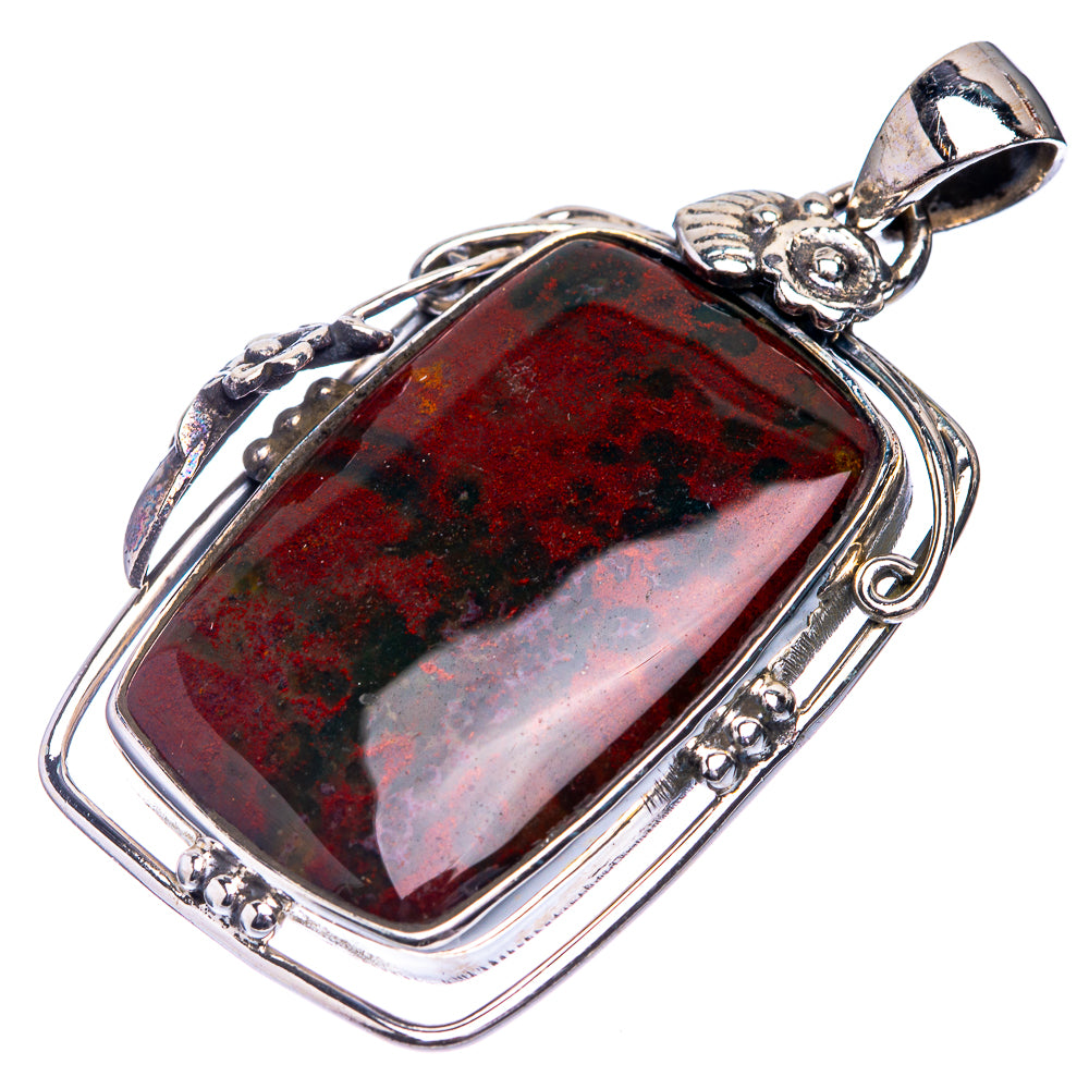 Bloodstone Pendant 1 3/4" (925 Sterling Silver) P39263
