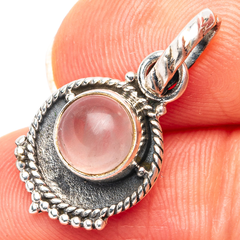 Rose Quartz Dainty Pendant 1" (.925 Sterling Silver)