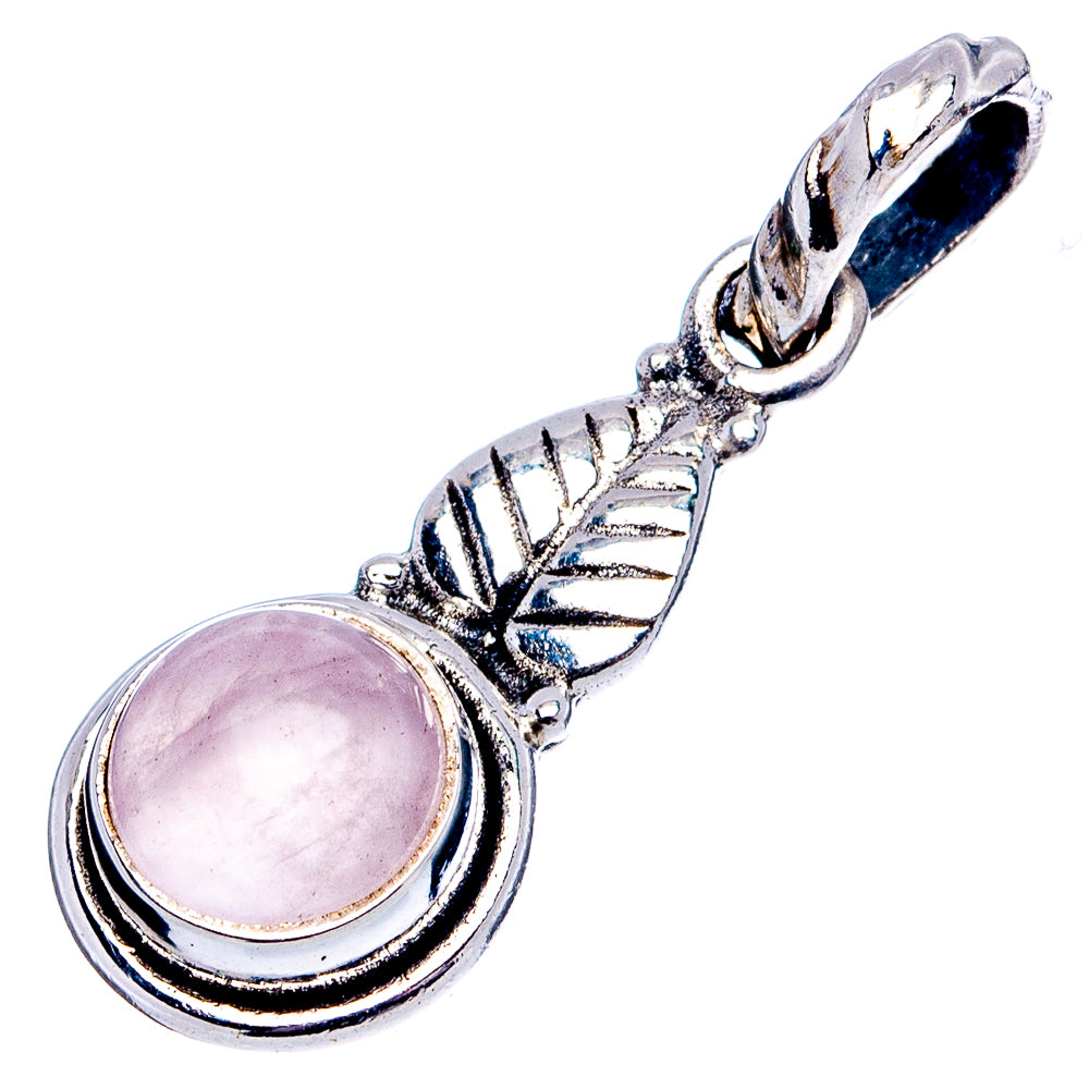 Rose Quartz Dainty Pendant 1 1/8" (.925 Sterling Silver)