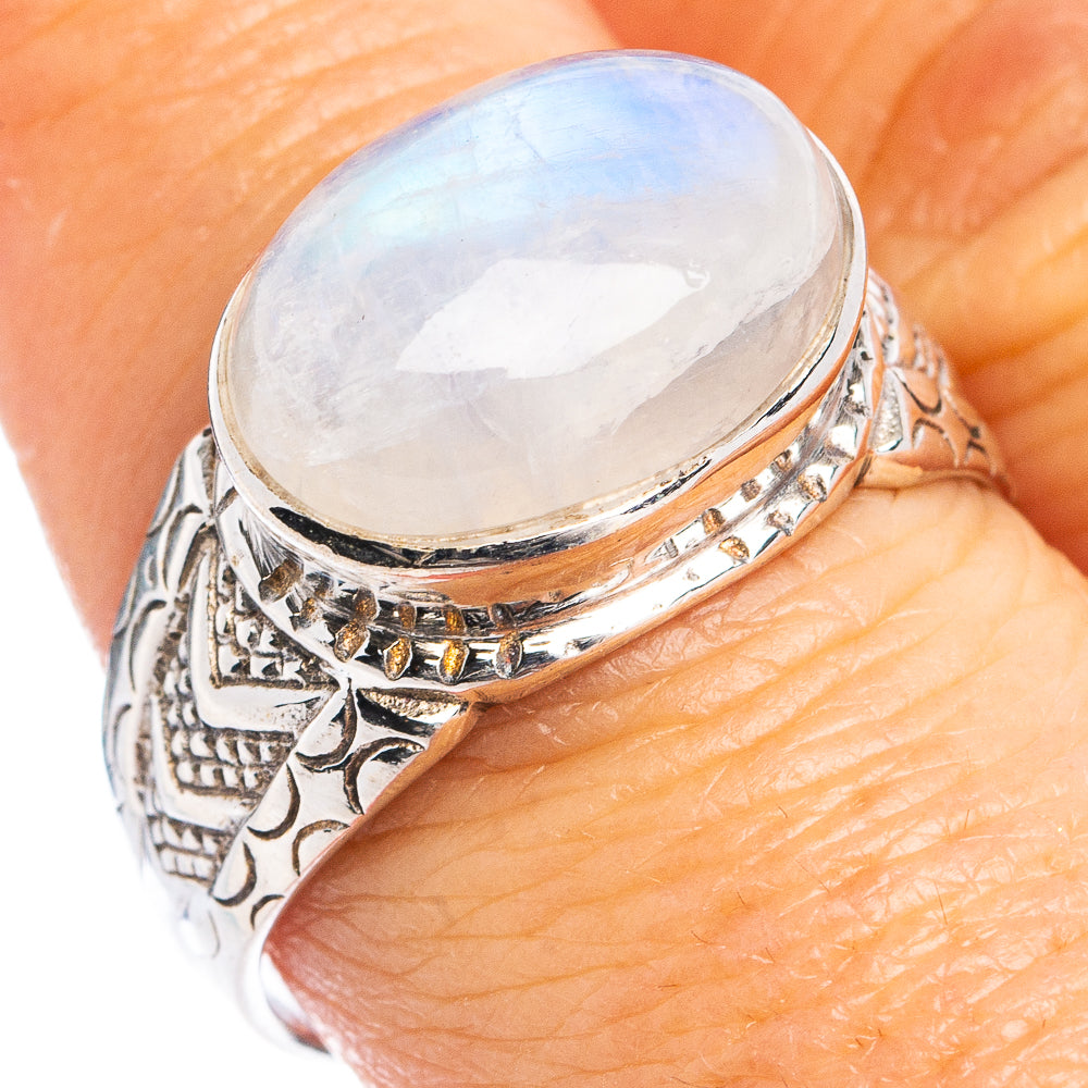 Rainbow Moonstone Ring Size 9 (.925 Sterling Silver)
