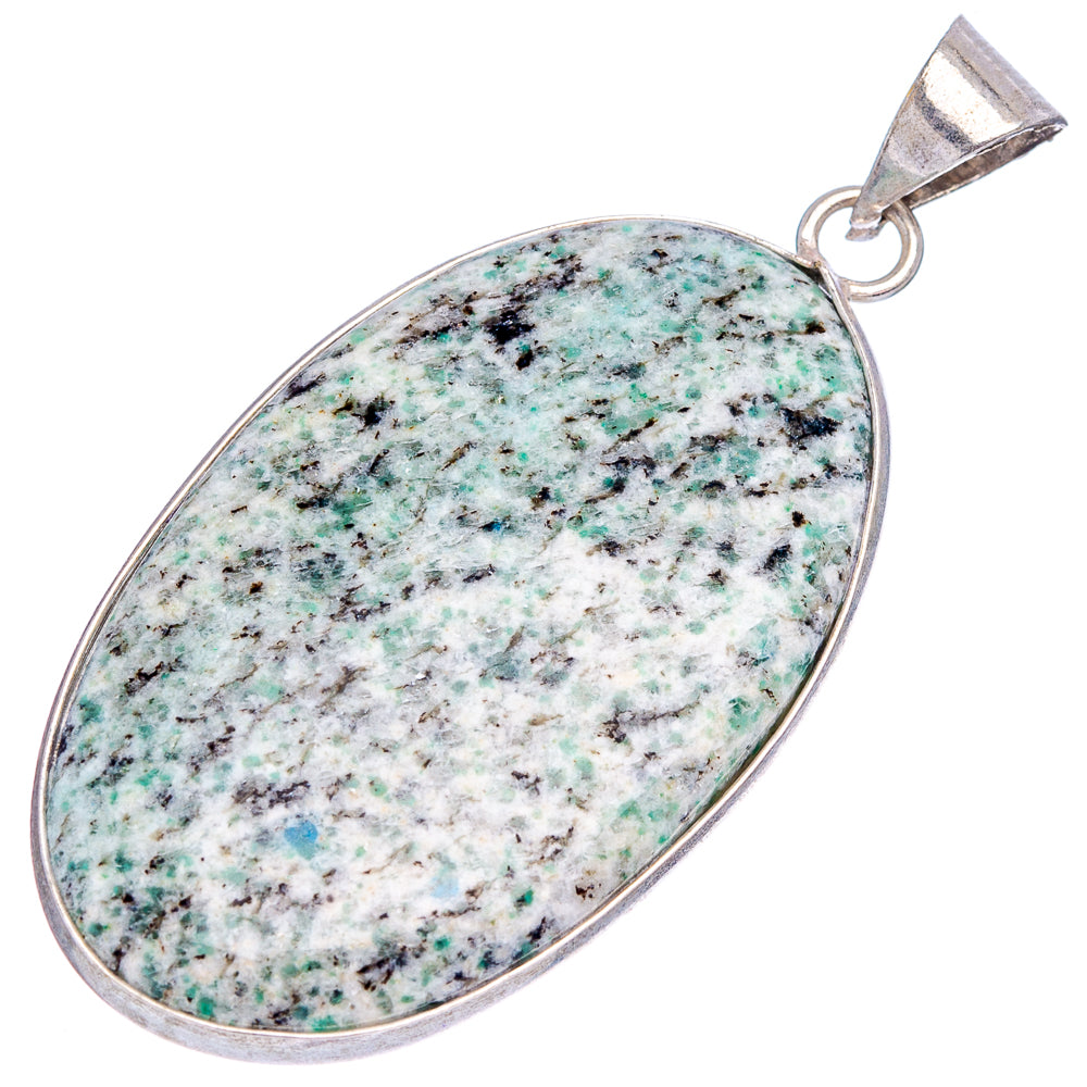 K2 Blue Azurite Pendant 2 1/8" (Silver Plated)