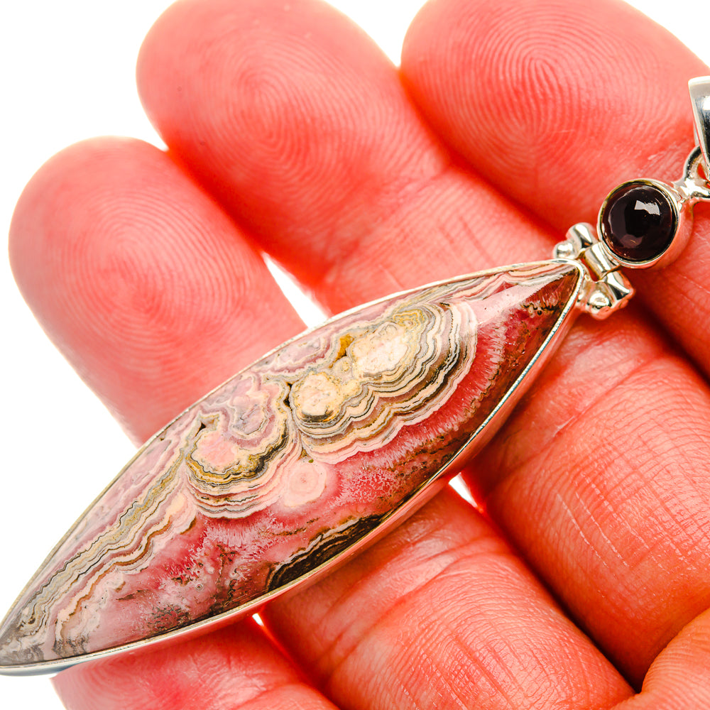 Rhodochrosite, Garnet Pendant 3" (925 Sterling Silver) PD37995