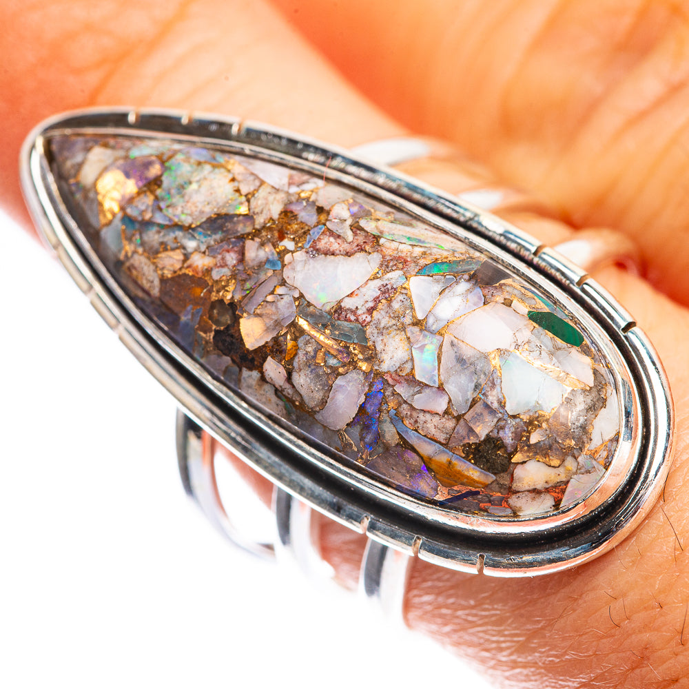Large Copper Composite Rainbow Moonstone Ring Size 8.75 (925 Sterling Silver) RING143457