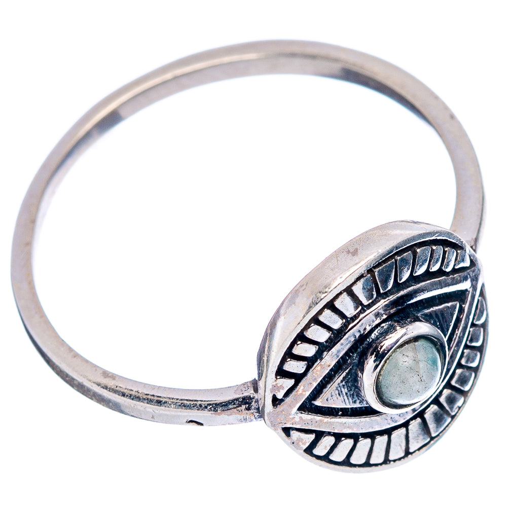 Amazonite Eye Dainty Ring Size 7.75 (.925 Sterling Silver)