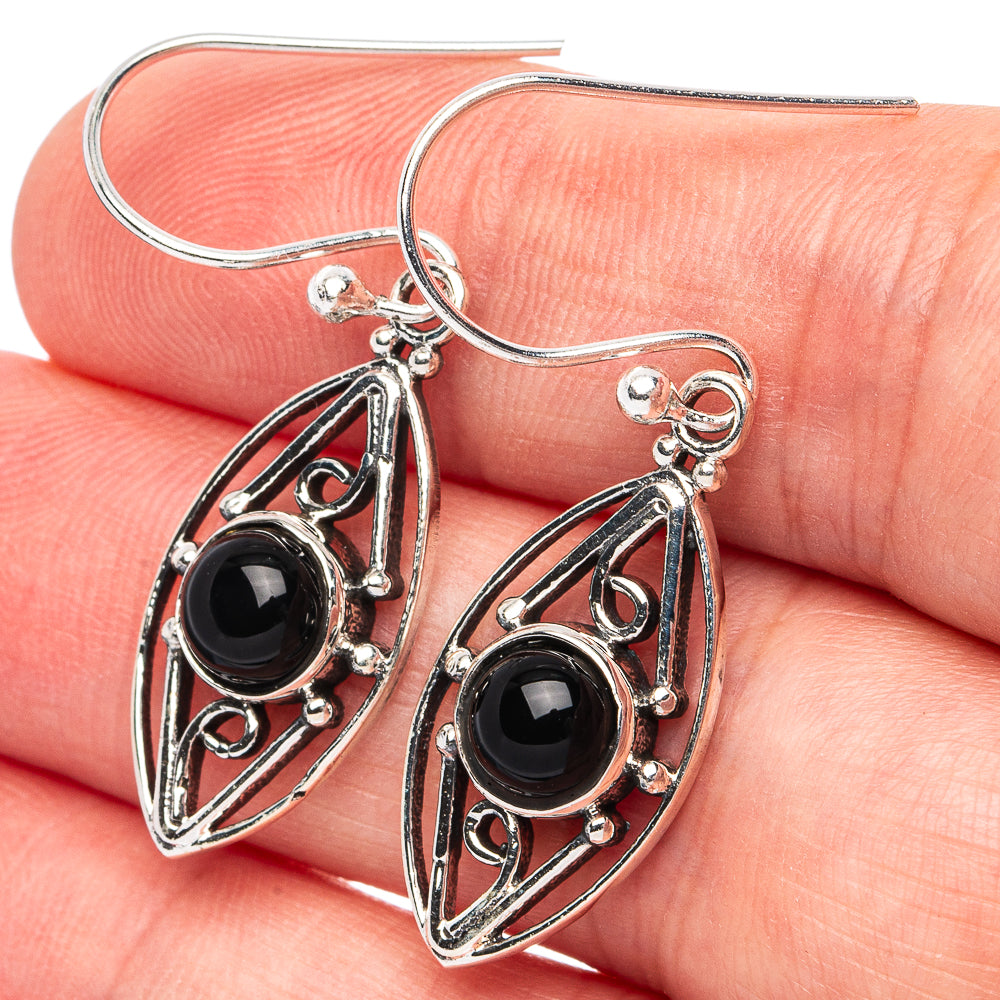 Black Onyx Earrings 1 1/2" (925 Sterling Silver) E2999