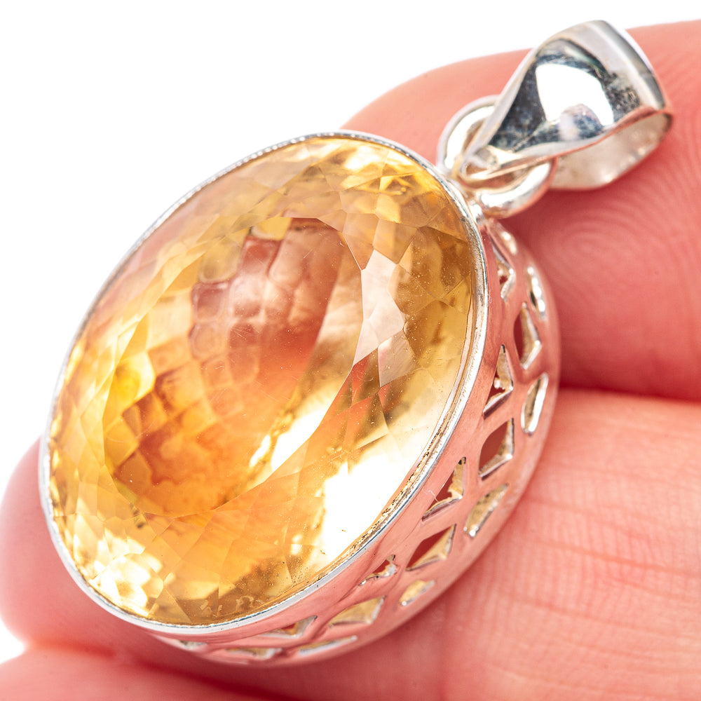 Faceted Premium Citrine Pendant 1 1/4" (925 Sterling Silver) P39876