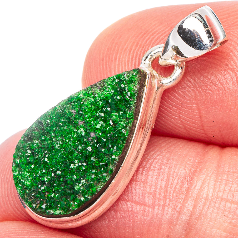 Rare Uvarovite Garnet Pendant 1 1/8" (925 Sterling Silver) P44218